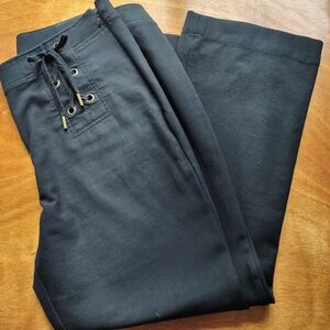 Ann Taylor Lace Up Black Summer Pants 10